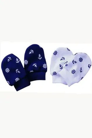 La Bortini Fäustlinge Baby Kratzfäustlinge Handschuhe Kratzhandschuhe 2er Pack neutral aus Baumwolle, für Neugeborene blau