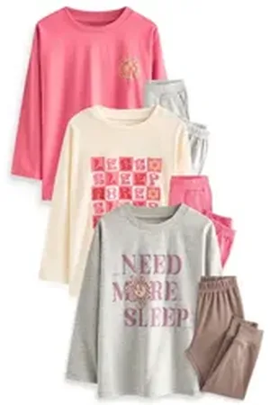 Next Pyjama Schlafanzug mit Jogginghose, 3er-Pack (6 tlg) rosa 152 (12 J.)