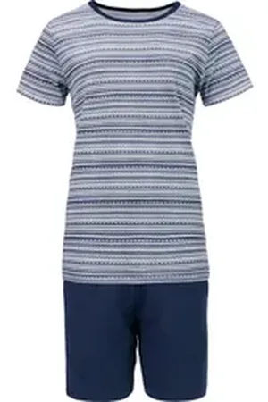 Erwin Müller Pyjama Damen-Shorty Single-Jersey gemustert blau 46