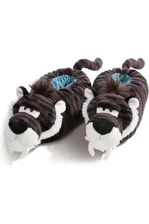 NICI Säbelzahntiger Plüsch Hausschuhe mit Tiger-Muster braun|schwarz 38-41 EU