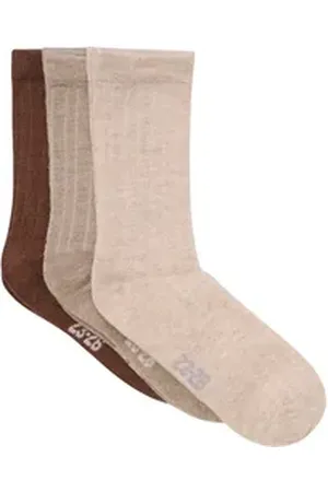 Minymo Socken Wool Socks Rib 3-Pack braun 15-18 Monate