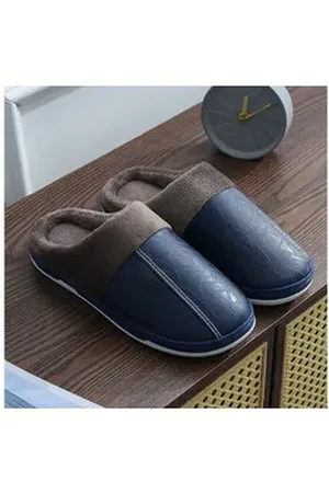 Golden Damen Herren Komfort Memory Foam Hausschuhe Damen Plüsch Fleece Plüsch Hausschuhe blau 42/43(Passende 41/42Füße)