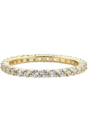 Bruno Banani Fingerring Schmuck Geschenk Silber 925 Damenring Memoire, mit Zirkonia (synth) gelb|goldfarben 56