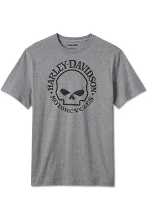 Harley davidson HARLEY-DAVIDSON T-Shirt Herren Willie G Skull Logo 99076-24VM Tee Shirt Biker Kurzarm Grau M (99076-24VM) grau XL