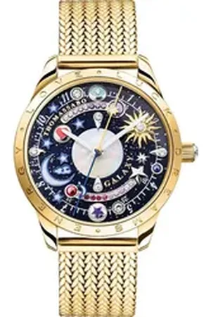 Thomas Sabo Quarzuhr COSMIC AMULET WA0403-264-207-33 MM, Armbanduhr, Damenuhr, Zirkonia, Herz, Mond, Sterne, Edelstahlarmband goldfarben