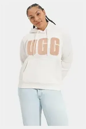 UGG UGG Kapuzensweatshirt Rey UGGfluff Logo Hoodie weiß XL (42)