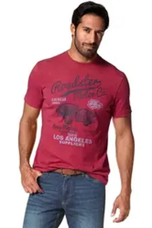 ARIZONA T-Shirt Kurzarm, melierte Optik, Rundhals, aus Baumwollmischung rot 4XL (68/70)