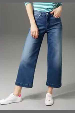 Aniston 7/8-Jeans in Used-Waschung blau 34