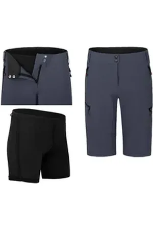 Bergson Fahrradhose VINA Bermuda Damen Radshorts (mit gepolsterter Innenhose), robust, elastisch, Norm blau|bunt|grau 42