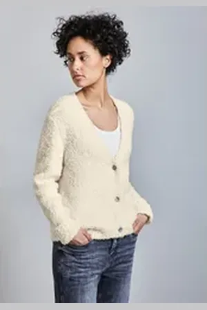 Street one Cardigan mit V-Ausschnitt beige 46