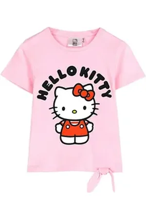 Hello Kitty T-Shirt Jersey Mädchen Shirt mit Knoten Gr. 104-140 cm rosa 110 cm