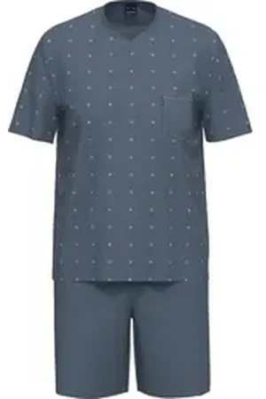 Ammann Pyjama Herren-Shorty Single-Jersey gemustert blau 54