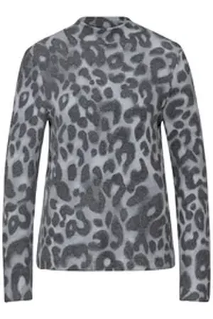 Street one Langarmshirt - Damen Shirt A322374 - Leo-Muster, Turtleneck, Langarm grau 40