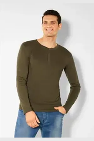 H.I.S H.I.S Langarmshirt mit aufwendiger Knopfleiste grün L