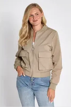 Zhrill Blouson in Unifarbe grün L