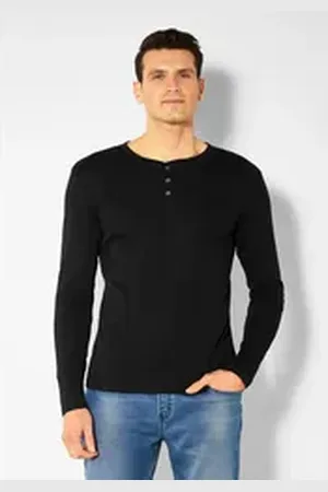 H.I.S H.I.S Langarmshirt mit aufwendiger Knopfleiste schwarz M