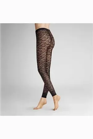 Hudson Strickstrumpfleggings Graphic Crochet 40 DEN (1 St) Leggings mit Häkel-Optik schwarz 44-46