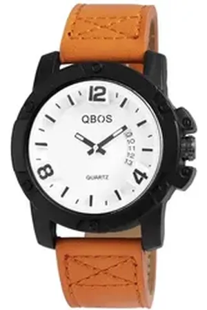 QBOS Quarzuhr RP3187250001 Herrenuhr mit Lederimitationsarmband