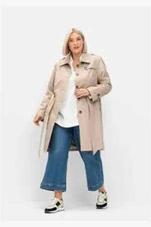 Sheego Trenchcoat Große Größen in wasserabweisender Qualität beige 56