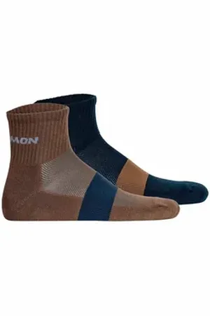 Salomon Sportsocken Unisex Socken 2er Pack Baumwolle EVASION ANKLE 2P (Packung, 2er Pack) blau|braun|bunt 39-41
