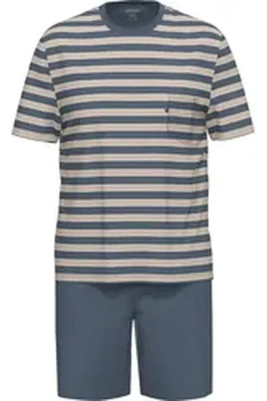 Ammann Pyjama Bio Herren-Shorty "EXTRA LIGHT COTTON" Single-Jersey Streifen blau 56