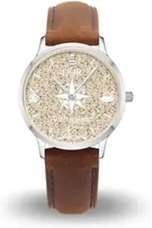 DUR Uhr Schmuck: Uhr 36er "Ostfriesland" mit Strandsand, Lederband braun