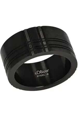 QS by s.Oliver Fingerring Ring für Herren, Edelstahl (Ring, 1-tlg) schwarz 66
