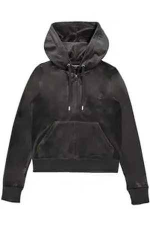 Juicy Couture Kapuzennickijacke ROBERTSON HOODIE EU Damen Trainingsjacke Damen, Sweatjacke mit Kapuze, Velour, mit Glitzer, Sale grün XS