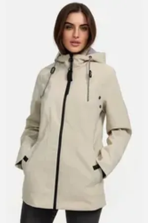 Manisa Regenjacke mit abnehmbarer Kapuze beige 52