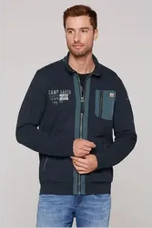 Camp David Sweatjacke mit Stehkragen blau L