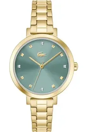 Lacoste Quarzuhr RIGA 2001368, Armbanduhr, Damenuhr, Edelstahlarmband, analog, Glaskristalle goldfarben
