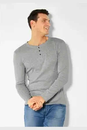 H.I.S H.I.S Langarmshirt mit aufwendiger Knopfleiste grau S