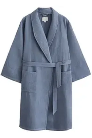 Next Damenbademantel Bademantel mit Waffelstruktur, Baumwolle, Polyester blau L