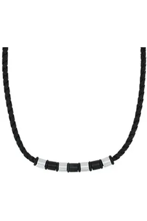 QS by s.Oliver Edelstahlkette Collier für Herren, Edelstahl (Kette mit Anhänger, 1-tlg., Kette mit Anhänger) schwarz