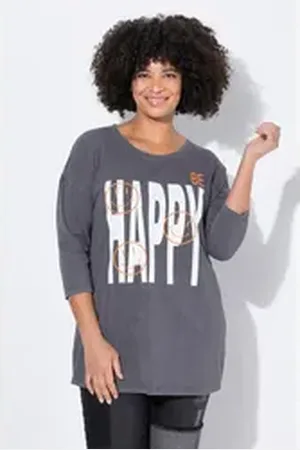 Angel of Style Angel of Style T-Shirt T-Shirt Boxy Fit Happy Vintage Look grau 54