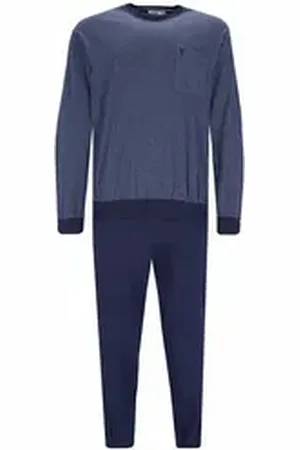 HAJO Pyjama Herren Pyjama Baumwolle (2 tlg) blau 4XL