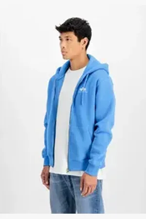 Alpha Industries Hoodie Men - Hoodies Basic Zip Hoodie Small Logo blau L