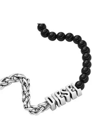 Diesel Kette mit Anhänger Schmuck Geschenk Edelstahl Halsschmuck Halskette FONT, DX1543040, mit Achat schwarz
