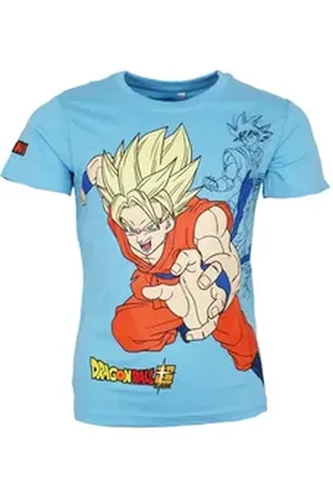 Dragon Ball Print-Shirt Anime Dragonball Super Goku Jungen kurzarm T-Shirt Shirt 100% Baumwolle, Gr. 110 bis 140 blau 122