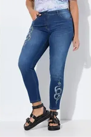 Angel of Style Angel of Style Röhrenjeans Jeans Schlangenprint 5-Pocket blau 58