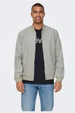 Only & Sons Blouson Samtige Blouson Jacke Velours Design Bomberjacke ONSLUCAS FAKE SUEDE BOMBER OTW NOOS grau L