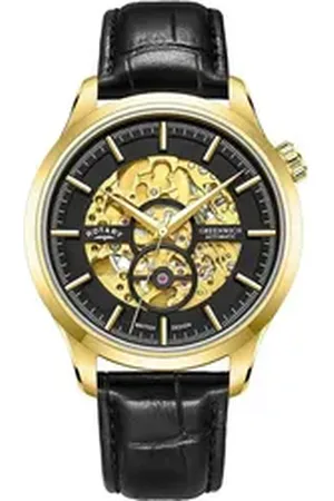 Rotary Automatikuhr GS02948/04 Greenwich Automatik Herrenuhr 42 goldfarben