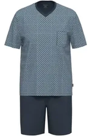Ammann Shorty Herren Pyjama kurz (2 tlg) Baumwolle blau 54