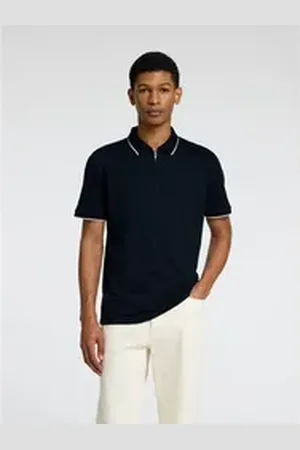 SELECTED HOMME Poloshirt SLHFAVE SPORT ZIP SS POLO NOOS blau L