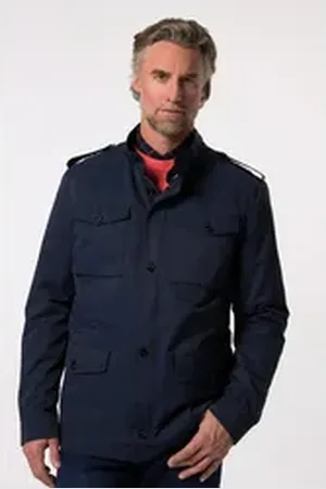 Boston Park Funktionsjacke Fieldjacket Stehkragen Klappentaschen blau|schwarz 72