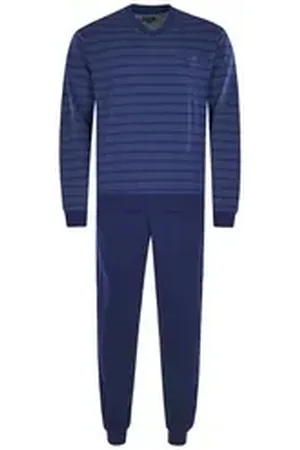 HAJO Pyjama Herren Pyjama Baumwolle (2 tlg) blau XL