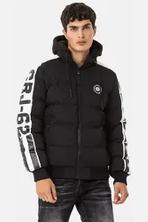 Cipo & Baxx Winterjacke Jacke mit Kapuze schwarz L