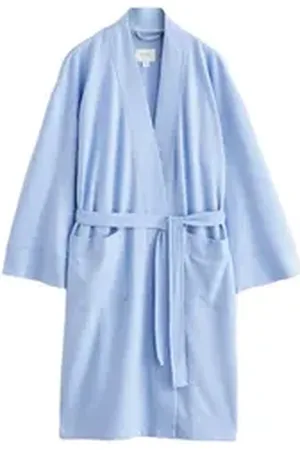 Next Damenbademantel Jersey-Morgenmantel mit Textur, Polyester (recycelt), Baumwolle, Elasthan blau L