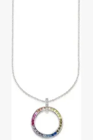 Bruno Banani Kette mit Anhänger Schmuck Geschenk Silber 925 Halsschmuck Halskette Regenbogen, mit Zirkonia (synth) bunt|silberfarben