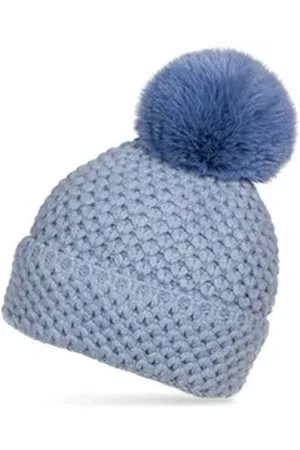 CASPAR Bommelmütze MU219 Warme Damen Bommelmütze Strickmuster extra warm mit Teddy Fleece Futter blau